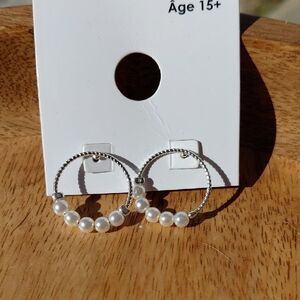 Elegant Pearl Hoop Earrings
